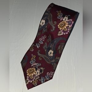 Disney Burgundy Tie with Mickey Mouse Design